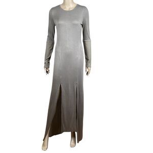 O by Kimberly Ovitz Aunra Long Sleeve Maxi Dress Gray Tencel Size S (029)